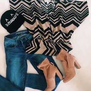 Sheer Black and Tan shirt